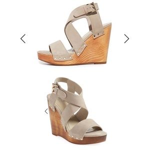 Josie Cecilia Suede Crisscross Wedge Sandals Size 37